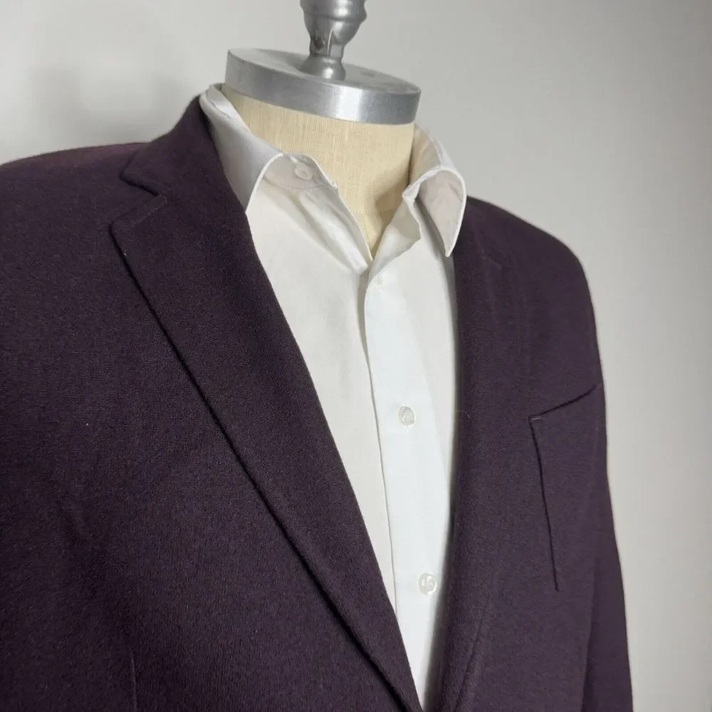 Banana Republic Italy Slim Fit Sport Coat 48L Mens Burgundy Red Solid Wool‎